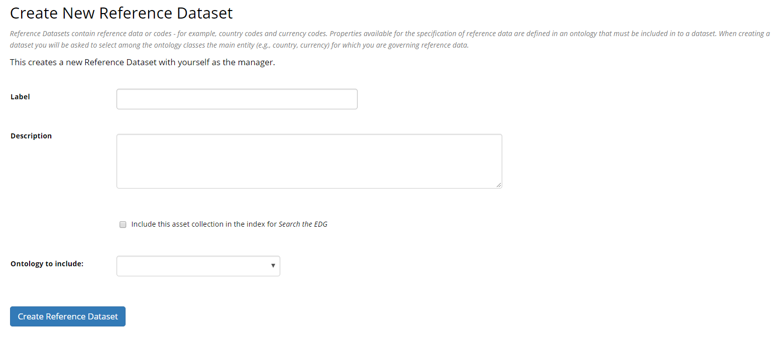 TopBraid EDG Create New Reference Dataset Form