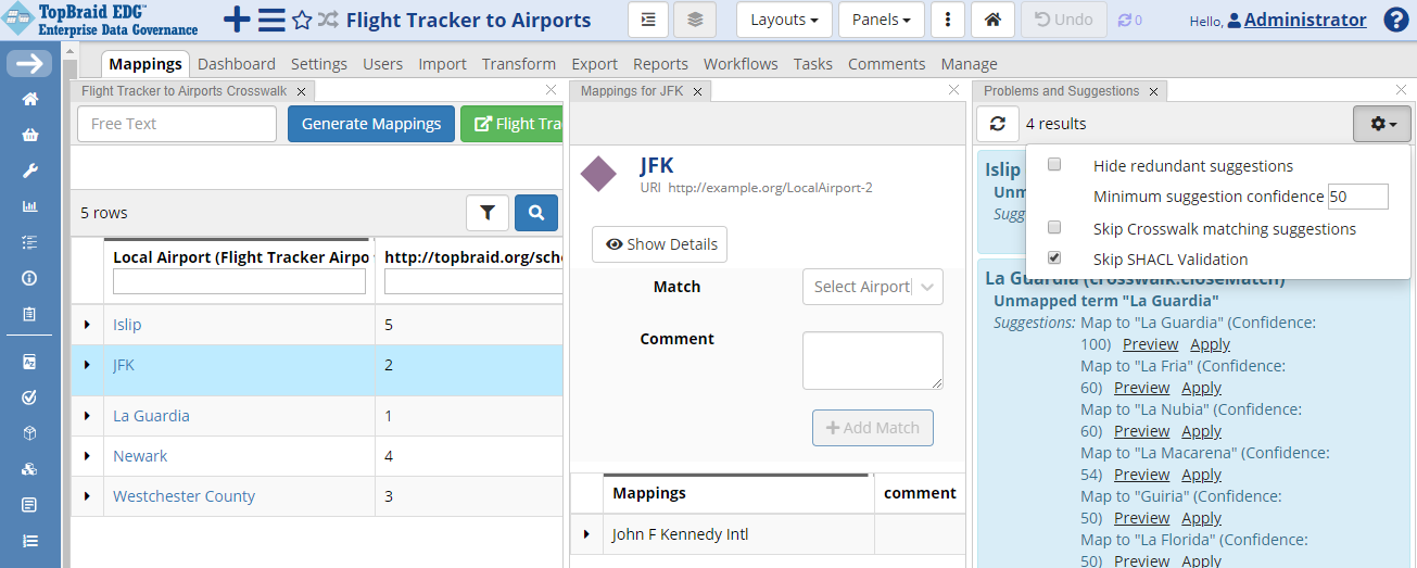 TopBraid EDG Flight Tracker Generate Mappings