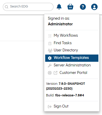 Accessing EDG workflow templates