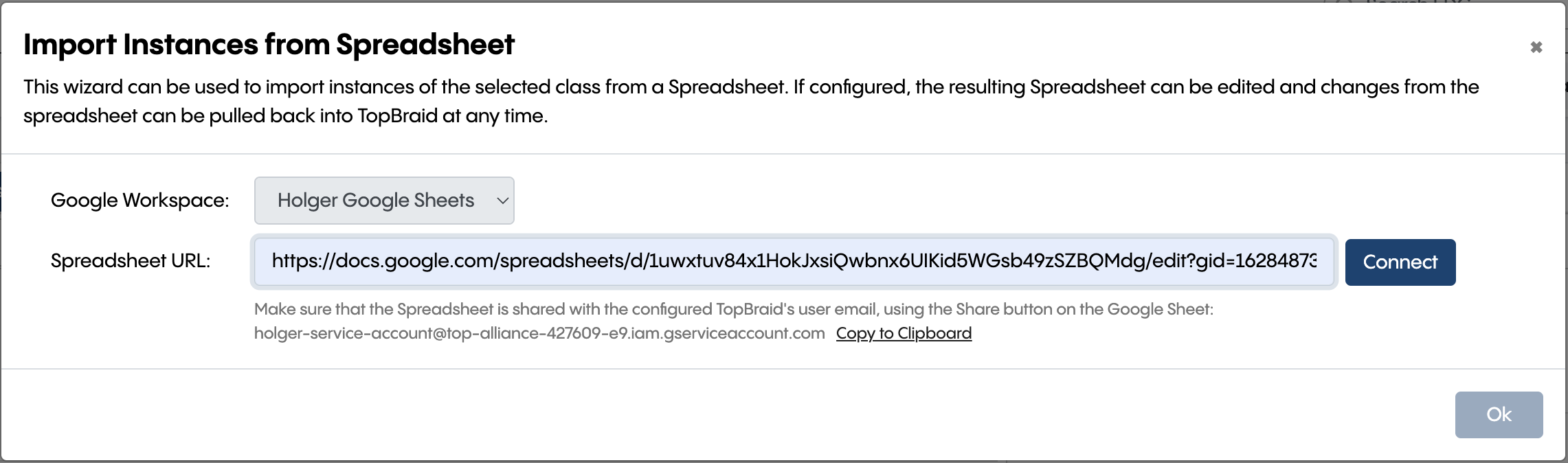 Import instances from spreadsheet 1