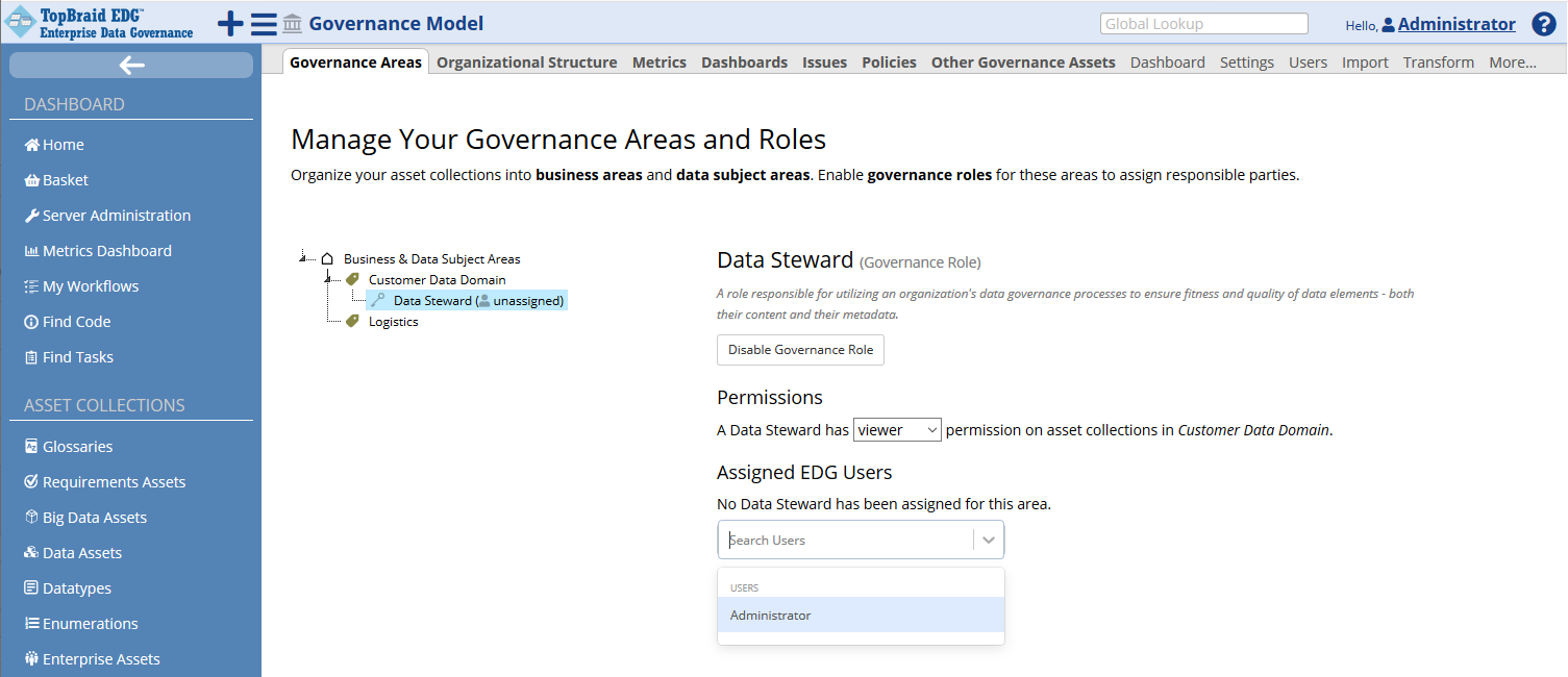 TopBraid EDG Assign Data Steward Role to Admin