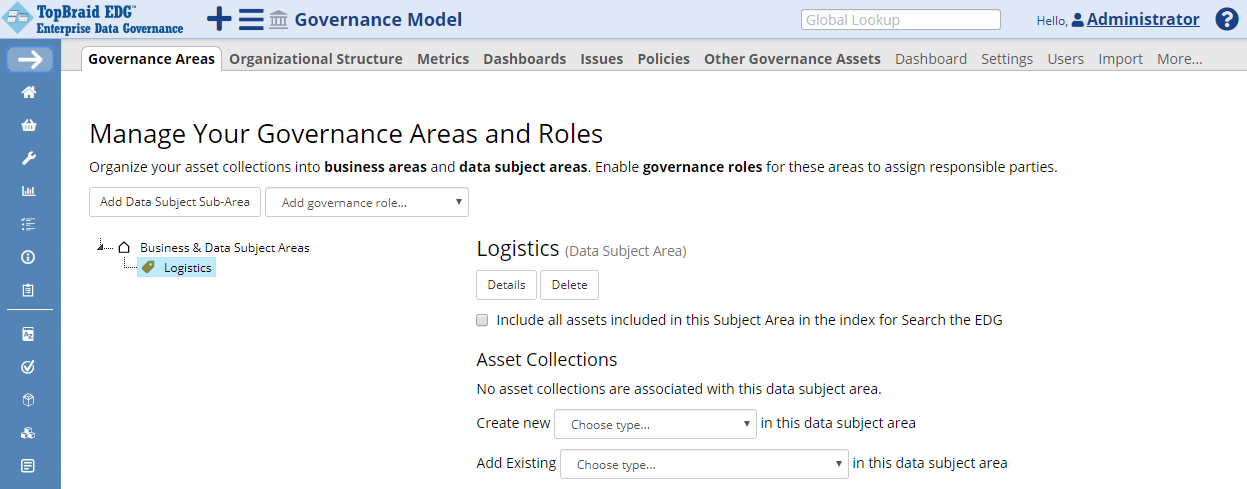 TopBraid EDG Governance Areas - Logistics