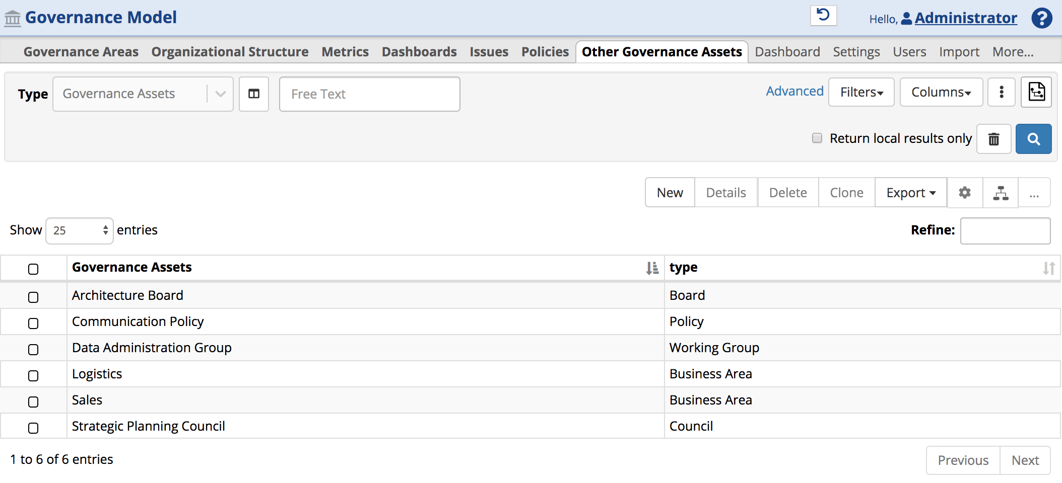 TopBraid EDG Other Governance Assets Page