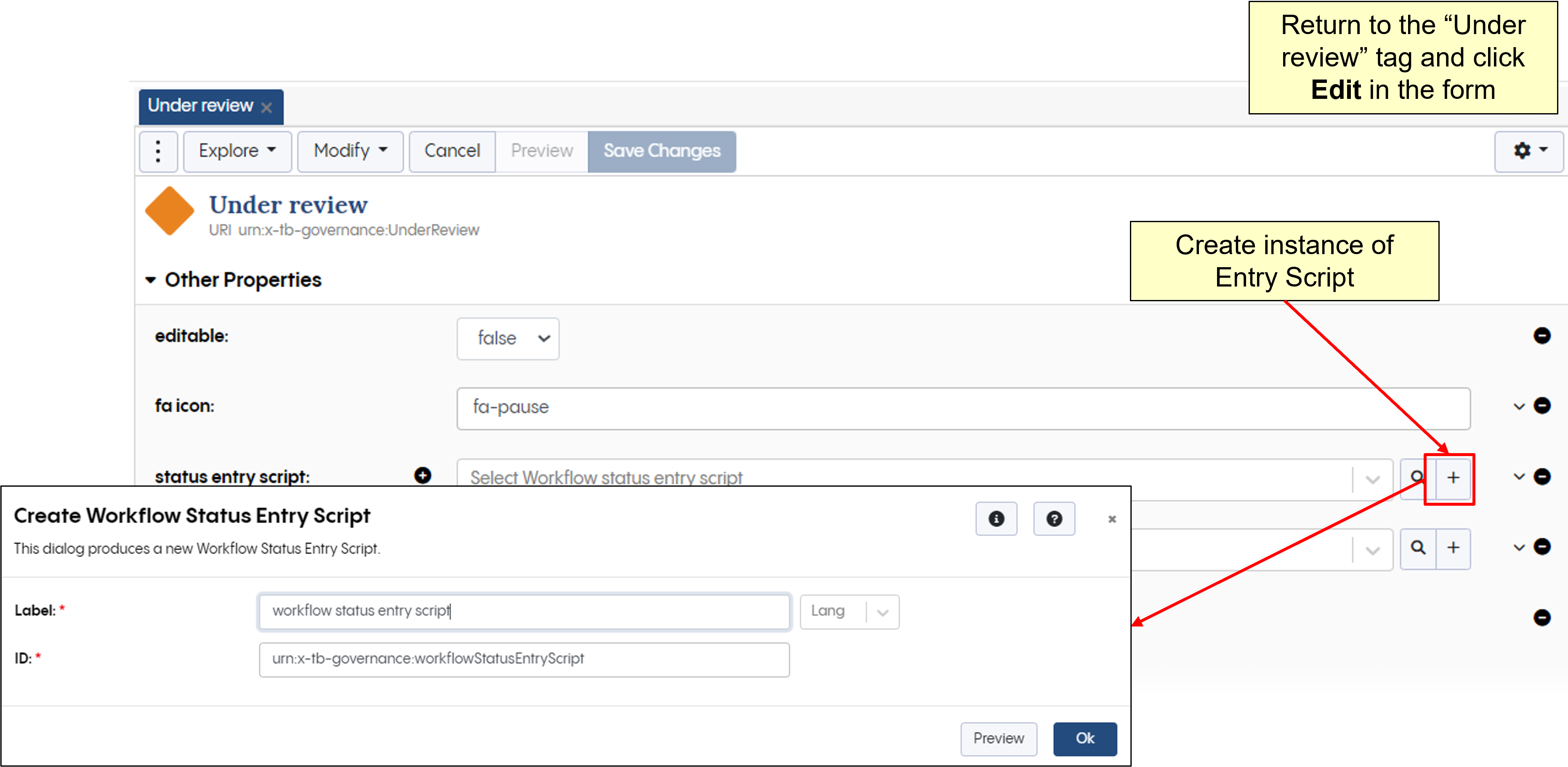 EDG Workflow Status Add Entry Script