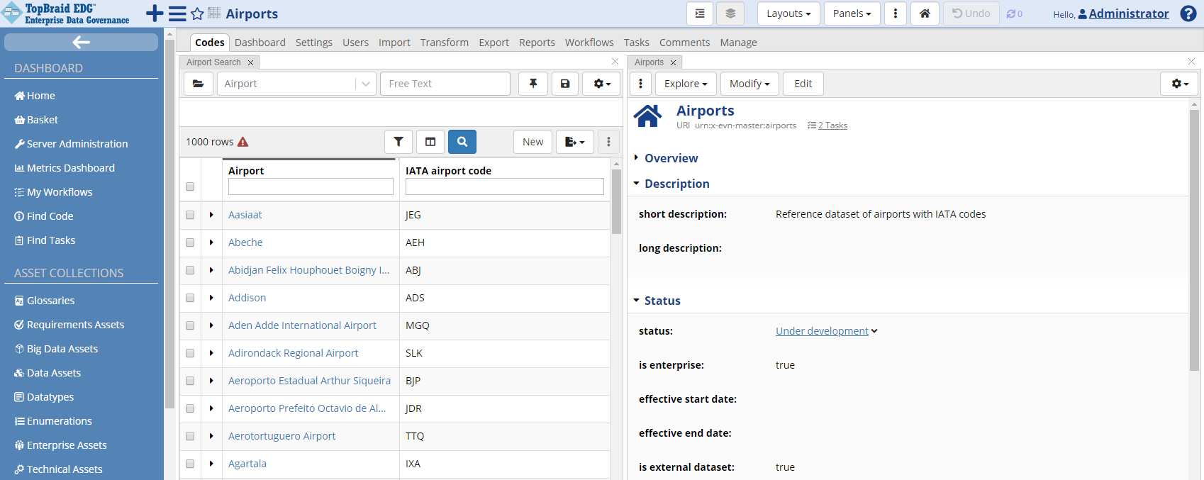 TopBraid EDG Reference Datasets - Expanded Status Section