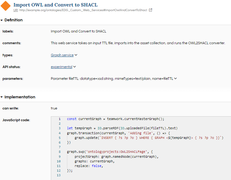 Creating an OWL2SHACL web service