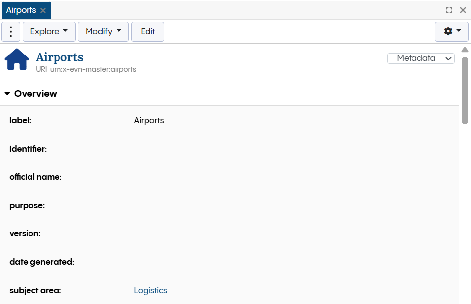 Codes Tab - Subject Area