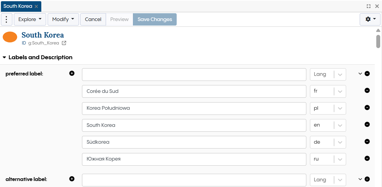 Taxonomy Labels and Description