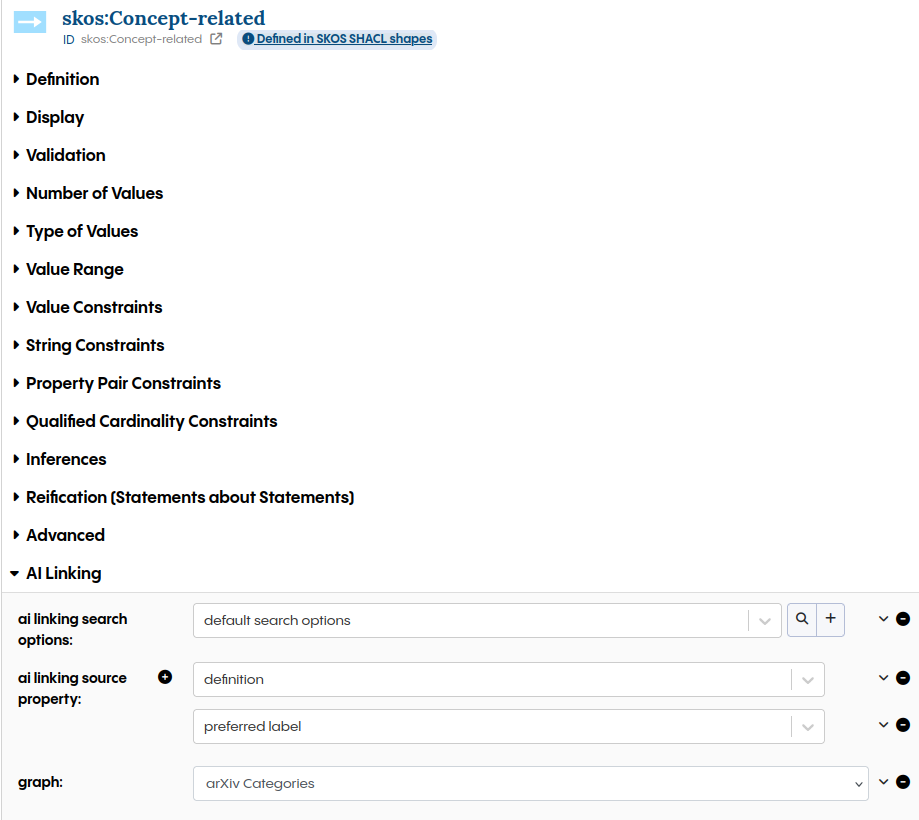 EDG Copilot Linking configuration for SKOS Concept related